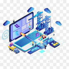 矢量2.5D立體網絡科技主題插畫